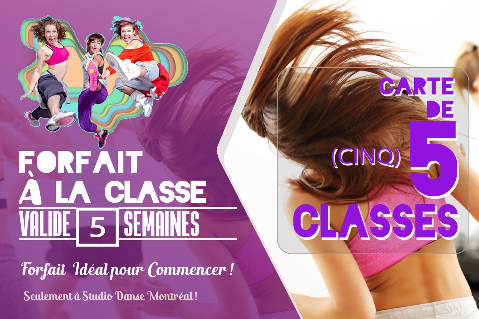 Carte de 5 classes de mise en forme, valide 5 semaines